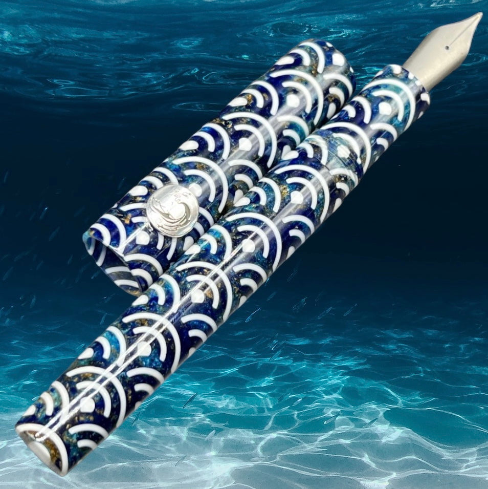 Great Wave Seigaiha Mon Motif Custom Fountain Pen