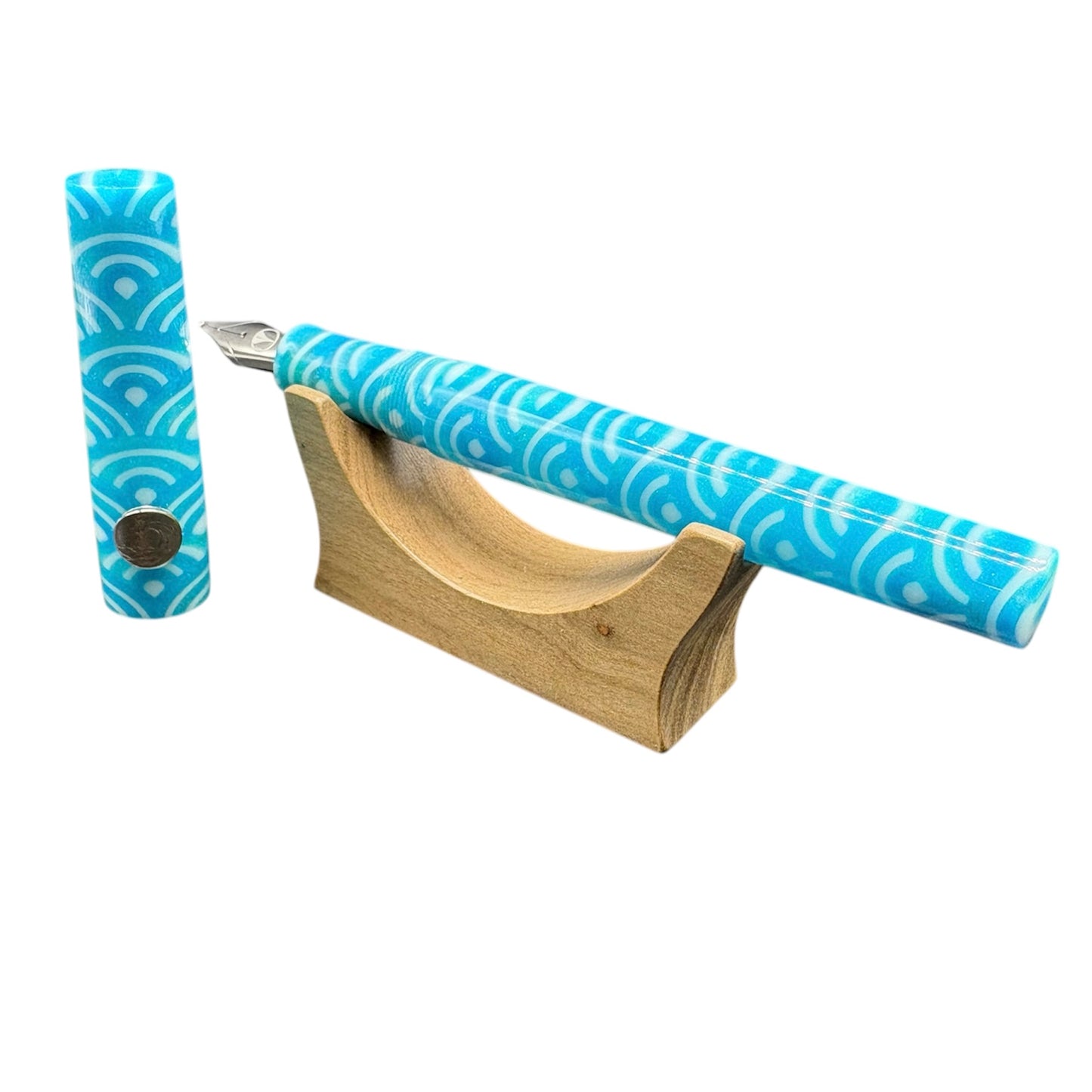 Ocean Crest Seigaiha Mon Motif Custom Fountain Pen